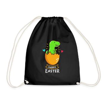 T-Rex - Easter - Happy Easter - Gift - Easter Egg - Drawstring Bag - black - Front