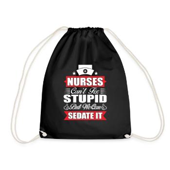 Nurse - Krankenschwester - Shirt - Turnbeutel - Schwarz - Vorne