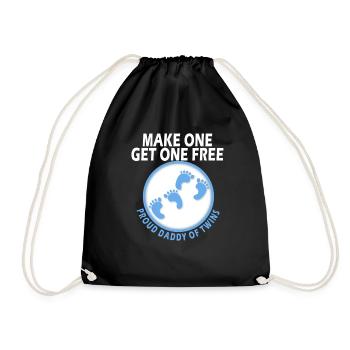 Daddy of Twins - Funny design for boys - Drawstring Bag - black - Front