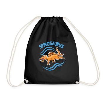 Dinosaurier Spinosaurus Comic Logo Schwimmer Dino - Turnbeutel - Schwarz - Vorne