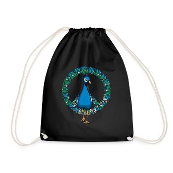 Pfau Friedenszeichen - Turnbeutel - Schwarz - Vorne