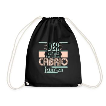 Convertible driving woman convertible car gift - Drawstring Bag - black - Front