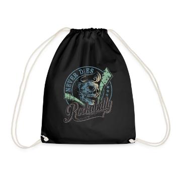 Rockabilly T-Shirt Skull Guitar - gift for - Turnbeutel - Schwarz - Vorne