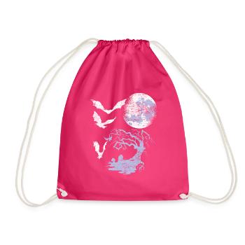 Bat Moon - Drawstring Bag - fuchsia - Front