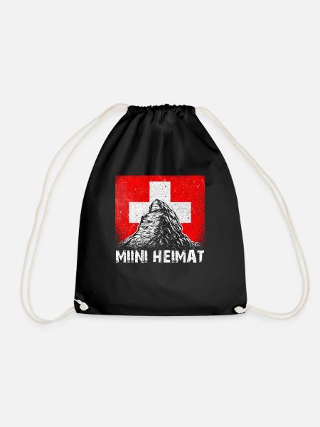 Schweiz Matterhorn Zermatt Schweizerkreuz Geschenk - Turnbeutel - Schwarz