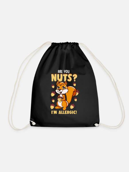 Eichhörnchen Nüsse Eicheln Haselnüsse Geschenk - Turnbeutel - Schwarz