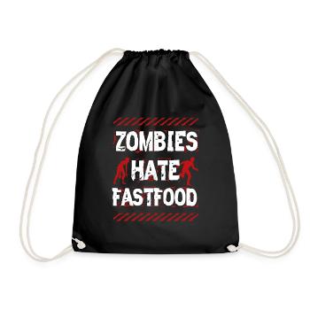 Zombies Hassen Fast Food Halloween Lustig Geschenk - Turnbeutel - Schwarz - Vorne