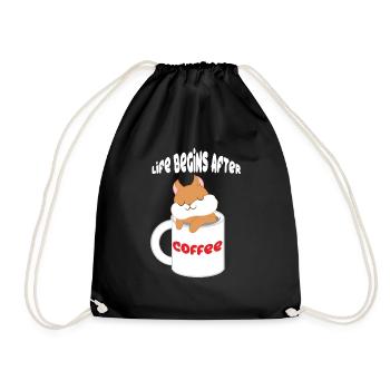 Eichhörnchen - Kaffee - Eichkätzchen - Geschenk - Turnbeutel - Schwarz - Vorne