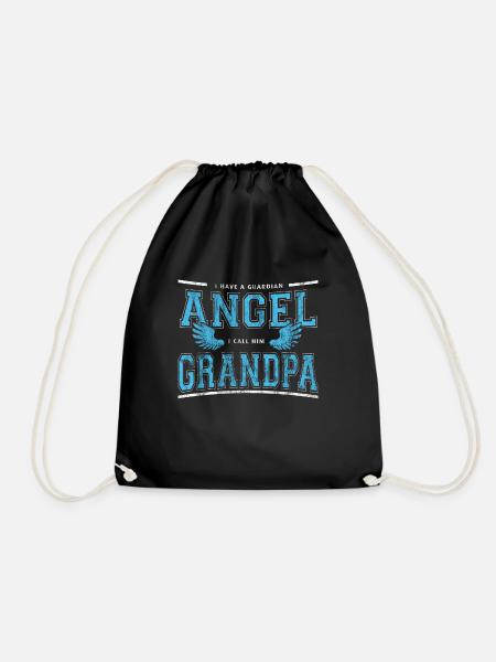 Guardian Angel Grandpa - Drawstring Bag - black