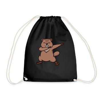 Alpen Murmeltier Dabbing Dabb Tanz Lustig Geschenk - Turnbeutel - Schwarz - Vorne