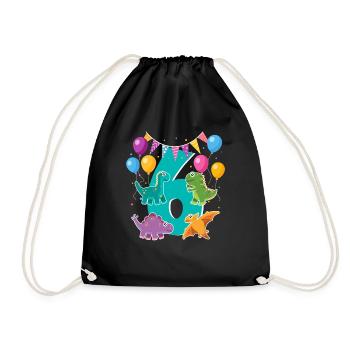 Chemise d'anniversaire enfant Dino pour garçons de 6 ans - Sac de sport léger - noir - Devant