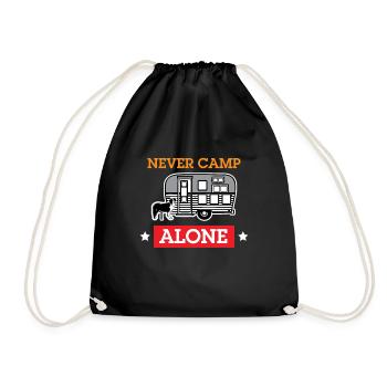 Border Collie Dog Shirt Camping Caravan Camper - Drawstring Bag - black - Front