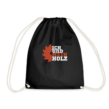 My wood do-it-yourselfer tinkers in workshop with saw - Drawstring Bag - black - Front