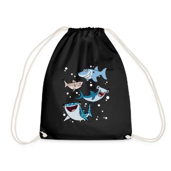 Hammerhead Shark White Shark Tiger Shark Shark Whale Shark - Drawstring Bag - black - Front
