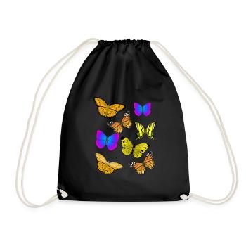 Schmetterlinge - butterfly - Shirt - Turnbeutel - Schwarz - Vorne