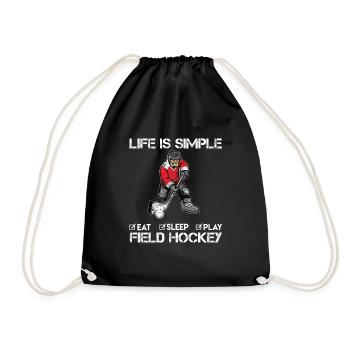 Field Hockey Floorball Player Sports Gift - Drawstring Bag - black - Front