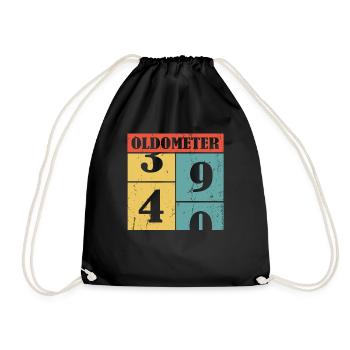 40 vierzig vierzigster Geburtstag oldometer - Shir - Turnbeutel - Schwarz - Vorne