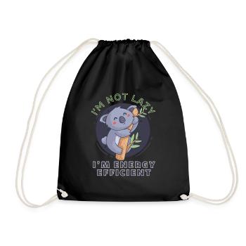 Koala I'm Not Lazy I'm Energy Efficient - Drawstring Bag - black - Front
