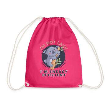 Koala I'm Not Lazy I'm Energy Efficient - Drawstring Bag - fuchsia - Front