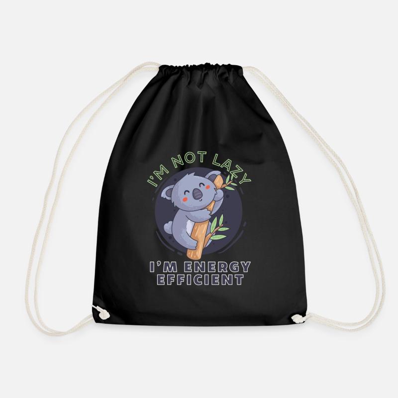Koala I'm Not Lazy I'm Energy Efficient - Turnbeutel - Schwarz