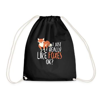 Cute I Just Really Like Foxes, OK? Funny Fox - Drawstring Bag - black - Front