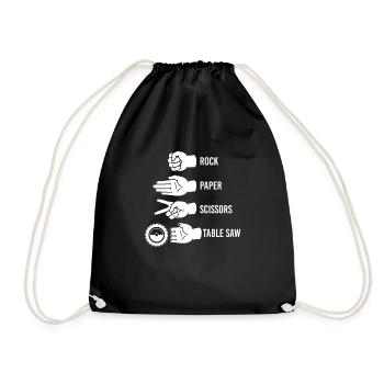 Scissors stone paper saw joiner carpenter - Drawstring Bag - black - Front