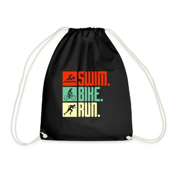 Triathlon Schwimmen Laufen Fahrrad Geschenk - Turnbeutel - Schwarz - Vorne