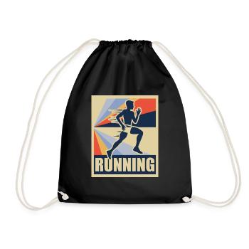 Running Retro Running Runner Sport Gift - Drawstring Bag - black - Front