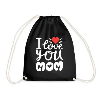 Muttertag, Mothers day, Liebe, Geschenk - Turnbeutel - Schwarz - Vorne