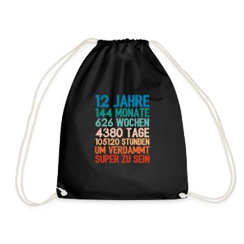 Birthday gift For 12 year olds 12th birthday - Drawstring Bag - black - Front