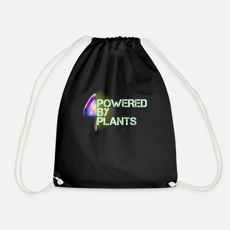 Mushrooms eat magic mushroom plants - Drawstring Bag - black