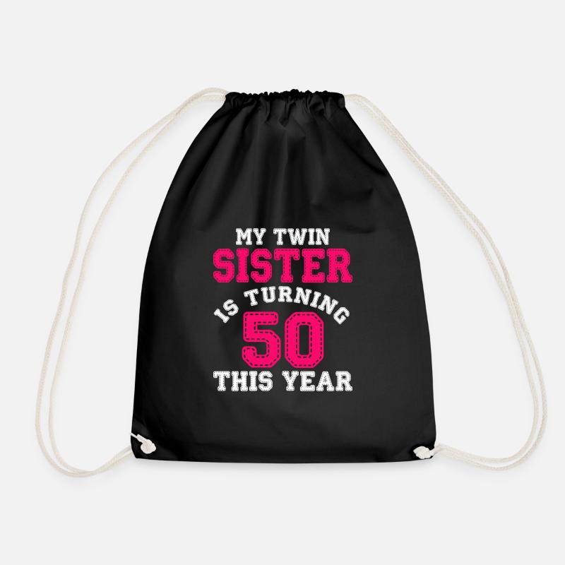 Zwillingsschwester 50 Geburtstag Geschenk Frau - Turnbeutel - Schwarz