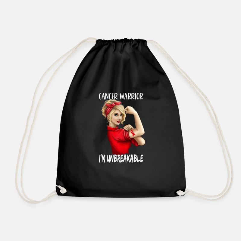 Cancer Fighter Red Ribbon Gift - Drawstring Bag - black