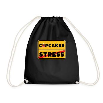 Cupcake Street Sign Cake Cake Food Gift - Drawstring Bag - black - Front