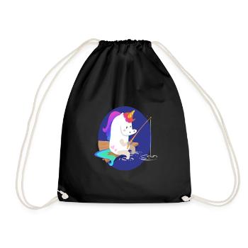 Licorne en pêchant - Sac de sport léger - noir - Devant