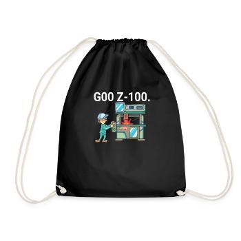 CNC mechanic G00 Z-100. Milling machine gift - Drawstring Bag - black - Front