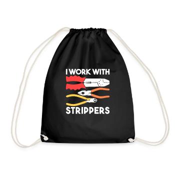 I work with Stripper Electrician Gift - Drawstring Bag - black - Front