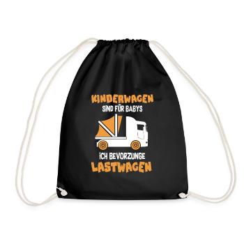 Lastwagen LKW Kinder Geschenk Shirt · Kinderwagen - Turnbeutel - Schwarz - Vorne