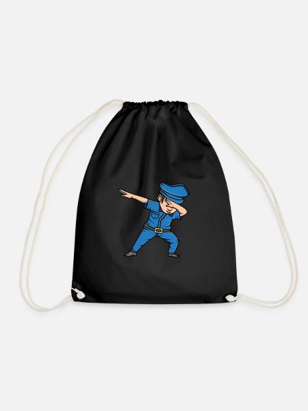 Dabbing Policeman Police Dab Funny Gift - Drawstring Bag - black