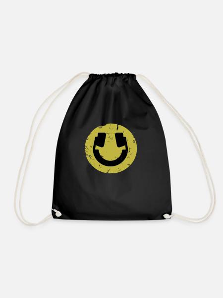 Techno music headphones rave gift - Drawstring Bag - black