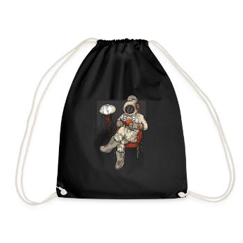 Astronaut space moon earth universe gift - Drawstring Bag - black - Front