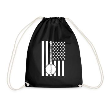 Patriotische amerikanische Flagge - Banjo Musiker - Turnbeutel - Schwarz - Vorne