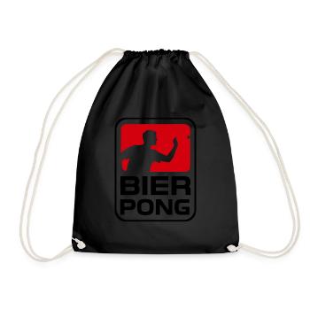 Bier Pong Fussball Alkohol Lustig Geschenk - Turnbeutel - Schwarz - Vorne