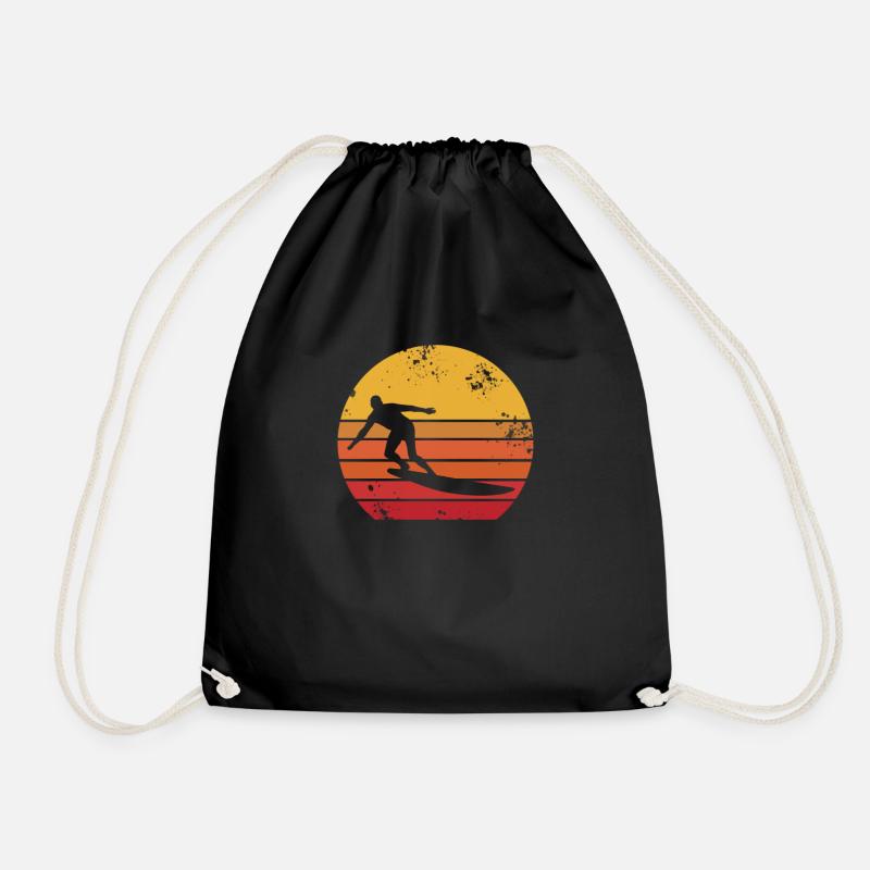 Surfer Vintage Retro - Turnbeutel - Schwarz