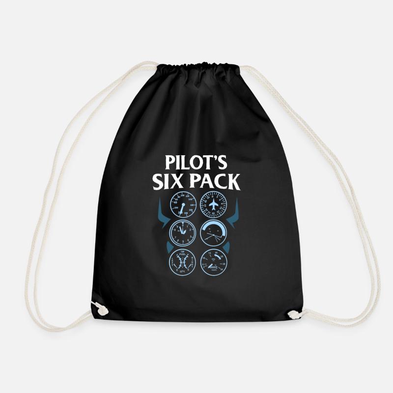 Sixpack Linienpilot Pilot Flugführer Geschenk - Turnbeutel - Schwarz