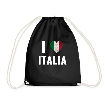 I Love Italia Italy Gift Love - Drawstring Bag - black - Front