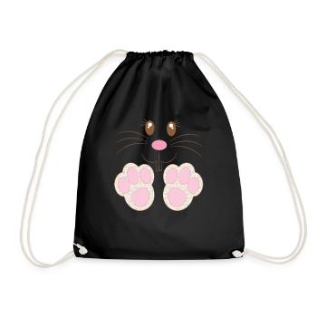 Ostern - Frohe Ostern - Osterhase - Hasenpfote - Turnbeutel - Schwarz - Vorne