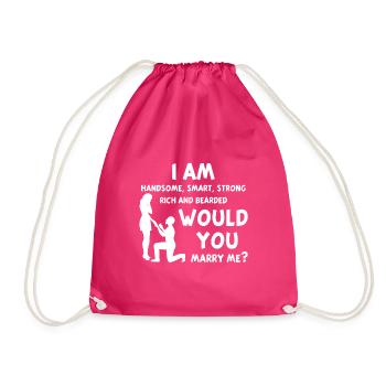 Marriage request - Drawstring Bag - fuchsia - Front