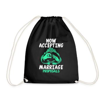Marriage proposal marriage wedding engagement gift idea - Drawstring Bag - black - Front