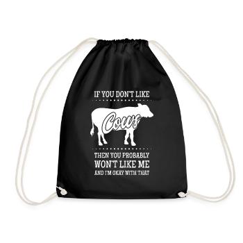 Cow Muh Cows Dairy Cow Beef Calf Cow - Drawstring Bag - black - Front